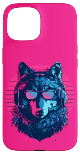 DJ Wolf Artwork Musik Kopfhörer Beatmaker Techno EDM Hülle für iPhone 15 von Turntable DJ Music Animals