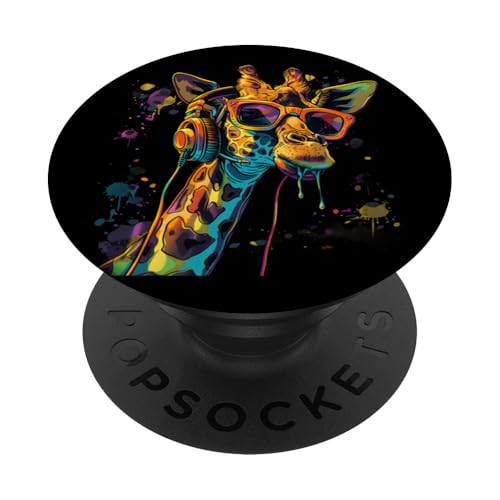 Giraffe DJ Musik Kopfhörer Dance Club Techno Beatmaker PopSockets Klebender PopGrip von Turntable DJ Music Animals