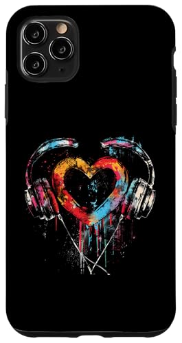 Hülle für iPhone 11 Pro Max Kopfhörer Musik DJ Artwork Heart Music Lover Techno EDM von Turntable DJ Music Animals