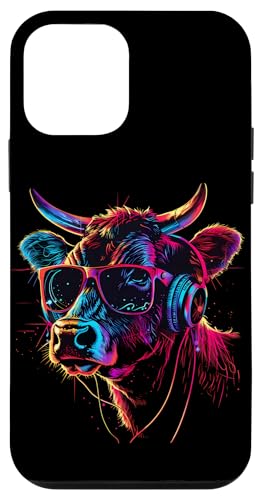 Hülle für iPhone 12 mini Cow DJ EDM Cow Lover Beatmaker Musik Kopfhörer Haus von Turntable DJ Music Animals