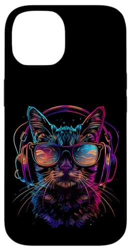 Hülle für iPhone 14 DJ Cat Musik Kopfhörer EDM Techno Cat Music DJ Beatmaker von Turntable DJ Music Animals