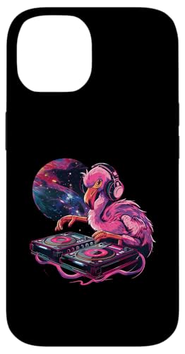 Hülle für iPhone 14 Flamingo DJ EDM Plattenspieler DJ Flamingo Dance Club Beatmaker von Turntable DJ Music Animals