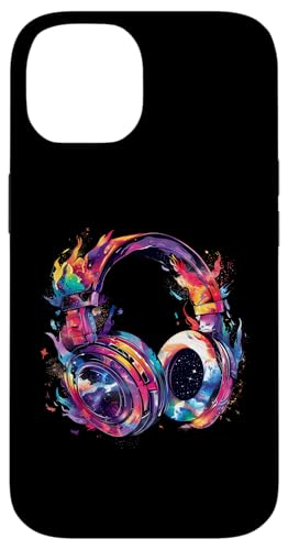 Hülle für iPhone 14 Kopfhörer Musik DJ Beatmaker Artwork Splash Dance Musik von Turntable DJ Music Animals