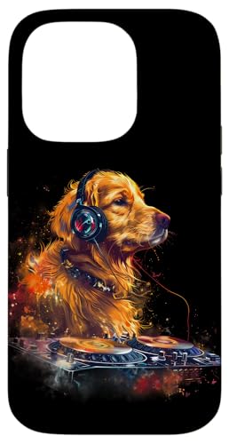 Hülle für iPhone 14 Pro Dog Music DJ Beatmaker EDM Techno Plattenspieler DJ Dog Artwork von Turntable DJ Music Animals