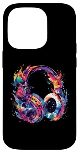 Hülle für iPhone 14 Pro Kopfhörer Musik DJ Beatmaker Artwork Splash Dance Musik von Turntable DJ Music Animals