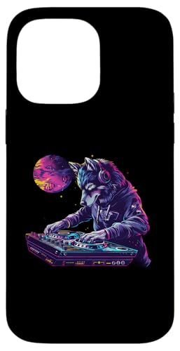 Hülle für iPhone 14 Pro Max DJ Wolf Plattenspieler DJ Wolf Beatmaker Tanzmusik Wolf Liebhaber von Turntable DJ Music Animals