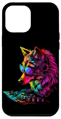 Hülle für iPhone 14 Pro Max Wolf DJ Music Producer EDM Plattenspieler DJ Wolf Techno Dance von Turntable DJ Music Animals