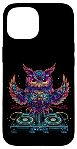 Hülle für iPhone 15 Eule DJ House Dance Music Techno Owl Lover Plattenspieler DJ Eule von Turntable DJ Music Animals