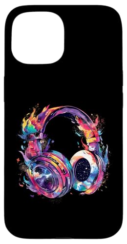 Hülle für iPhone 15 Kopfhörer Musik DJ Beatmaker Artwork Splash Dance Musik von Turntable DJ Music Animals