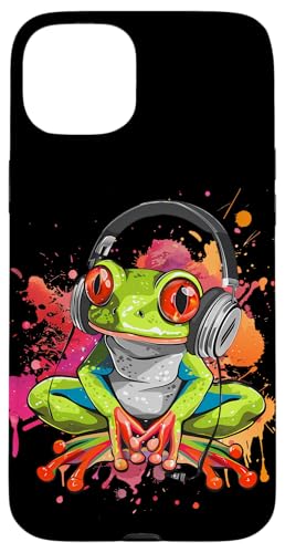 Hülle für iPhone 15 Plus DJ Frog House Splash DJ Toad EDM Musik Kopfhörer von Turntable DJ Music Animals