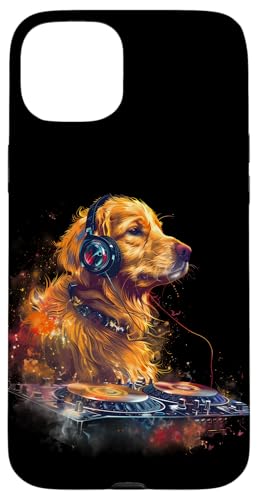 Hülle für iPhone 15 Plus Dog Music DJ Beatmaker EDM Techno Plattenspieler DJ Dog Artwork von Turntable DJ Music Animals