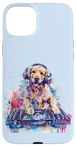 Hülle für iPhone 15 Plus Dog Music DJ EDM Techno Plattenspieler DJ Dog Artwork Beatmaker von Turntable DJ Music Animals