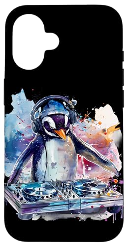 Hülle für iPhone 16 Pinguin Musik DJ Plattenspieler DJ Pinguin Techno House Music EDM von Turntable DJ Music Animals