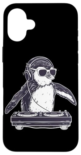 Hülle für iPhone 16 Plus Penguin Music DJ Plattenspieler DJ Pinguin Techno Musikproduzent von Turntable DJ Music Animals