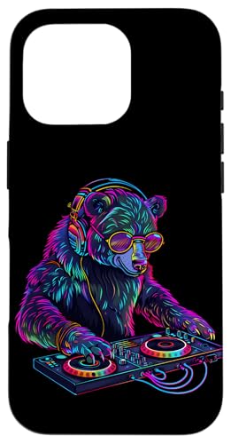 Hülle für iPhone 16 Pro Bear DJ Beatmaker Plattenspieler DJ Bear Techno Musikproduzent von Turntable DJ Music Animals