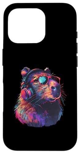 Hülle für iPhone 16 Pro Capybara DJ House Dance Club Beatmaker Musik-Kopfhörer von Turntable DJ Music Animals