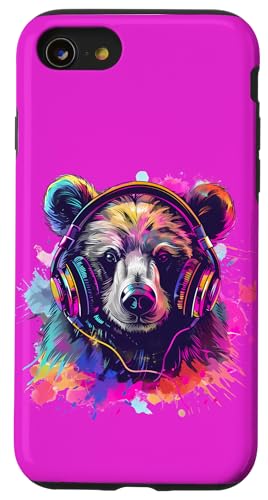 Hülle für iPhone SE (2020) / 7 / 8 DJ Bear Music Kopfhörer EDM Beatmaker Bear Lover Techno von Turntable DJ Music Animals