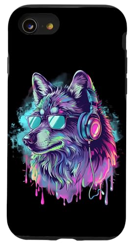 Hülle für iPhone SE (2020) / 7 / 8 Wolf Music DJ Techno Wolf Lover Musik-Kopfhörer Dance Club von Turntable DJ Music Animals