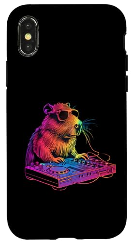 Hülle für iPhone X/XS Capybara Music DJ Musikproduzent Plattenspieler DJ Capybara House von Turntable DJ Music Animals