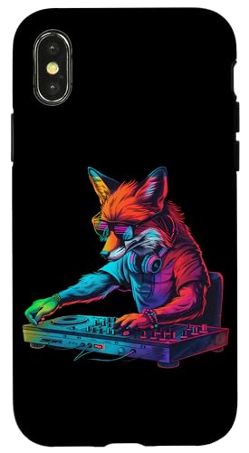 Hülle für iPhone X/XS Fox Music DJ Dance Club Techno House Music Plattenspieler DJ Fox von Turntable DJ Music Animals