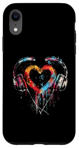 Hülle für iPhone XR Kopfhörer Musik DJ Artwork Heart Music Lover Techno EDM von Turntable DJ Music Animals