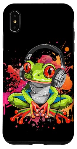 Hülle für iPhone XS Max DJ Frog House Splash DJ Toad EDM Musik Kopfhörer von Turntable DJ Music Animals