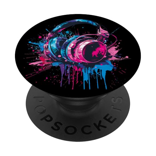 Kopfhörer Musik DJ Splash Music Lover Music Headphones EDM PopSockets Klebender PopGrip von Turntable DJ Music Animals