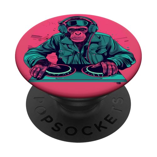 Monkey Music DJ EDM Beatmaker Plattenspieler DJ Monkey Techno PopSockets Klebender PopGrip von Turntable DJ Music Animals