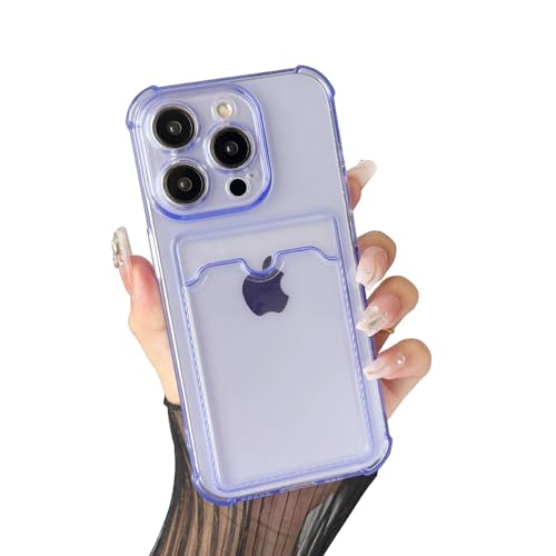 Turquiase Schutzhülle für iPhone 15 Pro Max mit Kartenhalter, schlankes, weiches TPU + verstärkter Eckenschutz, leicht, stoßfest, Schutzhülle für iPhone 15 Pro Max 6,7 - Lila von Turquiase