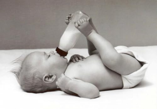 Tushita Retro Baby Selbsthilfe Humor Postkarte – Vintage Schwarz-Weiß Nostalgie Geschenk für Eltern von Neugeborenen, Unisex Klassisch Zeitlose Fotografie Blankopostkarte von Tushita