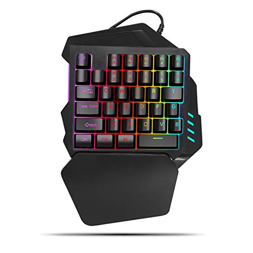 Membrantastatur, Einhand-Gaming-Tastatur Handgelenkauflage Design 5 Multimedia-Tasten Mini-Gaming-Tastatur für Home Office Reisen von Tusuny