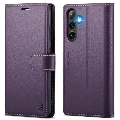 Tuzon RFID Schutz Handyhülle für Samsung Galaxy A25 5G Hülle PU Leder Handyhülle Lederhülle Klapphülle Kartenfach Flip Cover für Samsung A25 Handy hülle Leather Wallet Phone Case (Lila) von Tuzon