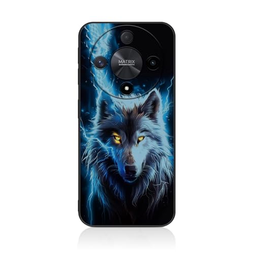 Tveinan Handyhülle für Honor Magic6 Lite/Honor Magic 6 Lite 5G Hülle, Schwarz Ultra Dünne Slim Schutzhülle mit Muster Motiv, Weich Soft Silikon TPU Case Cover Stoßfest Hülle, Wolf B von Tveinan