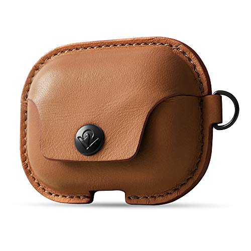 Twelve South AirSnap Pro | Leather Protective Case/Cover with Loss Prevention Clip and optional Carry Strap for Airpods Pro, cognac von Twelve South