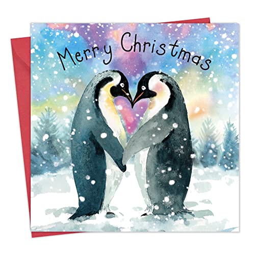 Twizler Frohe Weihnachtskarte mit niedlichen Pinguine - Happy Christmas Karte - Weihnachtskarte - Süße Weihnachtskarte - Weihnachtskarte für Sie - Weihnachtskarte für Ihn von Twizler