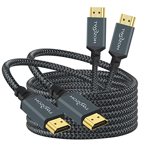 Twozoh 4K HDMI Kabel 5M 2 Stück, Geflochtenes Nylon HDMI auf HDMI Kabel unterstützt 18Gbps 3D/4K@60Hz/2160P/1080P von Twozoh