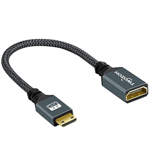 Twozoh 4K Mini HDMI auf HDMI Adapter, Mini HDMI Stecker auf HDMI Buchse 2.0a/b,1.4a,1080P, für DSLR, Grafikkarte, Laptop, Tablet, HDTV, Projektor von Twozoh
