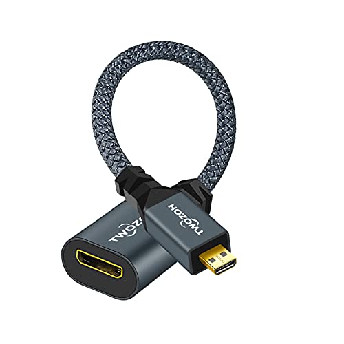 Twozoh Adapterkabel, Micro HDMI Stecker auf Mini HDMI Buchse, Micro HDMI Stecker auf Mini HDMI C Buchse, Verlängerungskabel, 4 K/1080p, 20cm von Twozoh