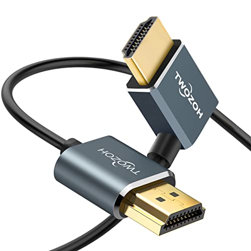 Twozoh Dünnes HDMI auf HDMI Kabel 90 Grad Vertikal Rechts 7,5M, Ultra Schlankes und Flexibles Rechtwinklig HDMI Kabel unterstützt 3D/4K 60Hz von Twozoh