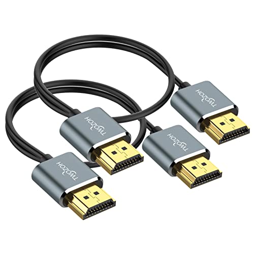 Twozoh Flexibles und Schlankes HDMI Kabel 0,5M 2 Stück, Ultradünnes HDMI Kabel unterstützt High Speed 4K@60Hz 18Gbps 2160P/1080P von Twozoh