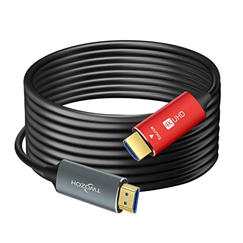 Twozoh HDMI Glasfaser Kabel 15M, HDMI Optisches Kabel 2.0 4K/60Hz 18Gbps High Speed UHD Fiber Optic HDMI Kabel von Twozoh
