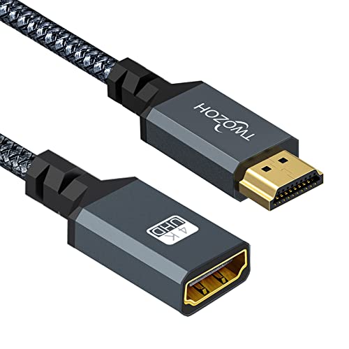 Twozoh HDMI Verlängerungskabel, HDMI Stecker auf Buchse, HDMI Kabel, geflochtenes Nylon HDMI Extender, HDMI 2.0 Kabeladapter unterstützt 4K@60Hz 3D HDR (1.5M) von Twozoh