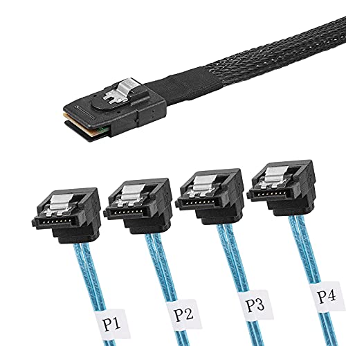 Twozoh Internal Mini SAS auf SATA Kabel 0,5M, Mini-SAS 36 Pin SFF-8087 Stecker auf 4 SATA 7 Pin 90 Grad Buchse Forward Breakout Kabel von Twozoh