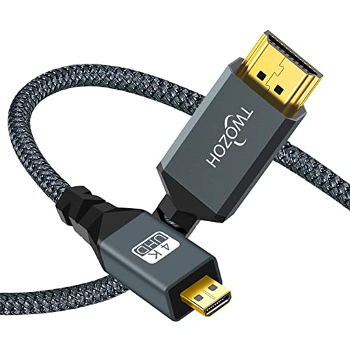 Twozoh Micro HDMI auf HDMI Kabel 1M, High-Speed HDMI auf Micro HDMI geflochtene Schnur Unterstützung 3D 4K/60Hz 1080p von Twozoh