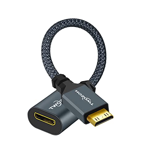 Twozoh Mini HDMI Stecker auf Buchse, C Typ, Mini HDMI Stecker auf Mini HDMI Buchse, HDMI Kabel, Mini Stecker auf Buchse, unterstützt 3D 4K/1080P (20CM) von Twozoh