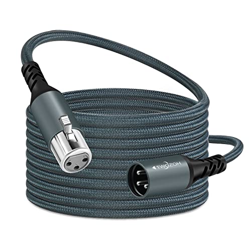 Twozoh Professionelles XLR Kabel 2M, Geflochtenes symmetrisches 3 poliges XLR Stecker auf XLR Buchse HiFi Audio Mikrofonkabel von Twozoh