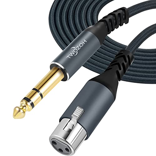 Twozoh XLR Buchse auf 6,35 mm TRS Kabel 0,3M, Geflochtenes Klinke Stereo 6,35 mm stecker auf 3 poliges XLR Mikrofonkabel (Professional/HiFi) von Twozoh