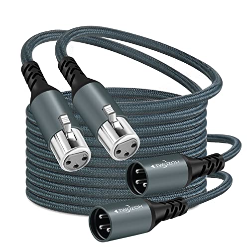 Twozoh XLR Stecker auf Buchse Audio Cable 2M 2 Stück, Geflochtenes symmetrisches 3 poliges XLR Mikrofonkabel Kabel (Professional/HiFi) von Twozoh