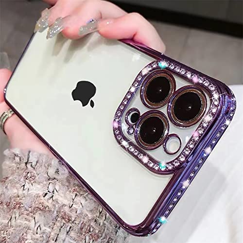 Tybiky Handyhülle für iPhone 11 Pro Hülle Silikon Glitzer Durchsichtig Schutzhülle TPU Bumper Transparent Überzug Glänzend Strass Diamant glänzender Stoßfänger Handyhülle für iPhone 11 Pro.Lila von Tybiky