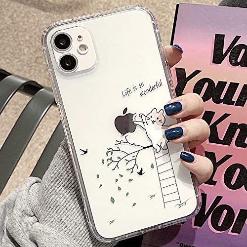 Tybiky Hülle für iPhone 12 Hüllen Case Kreatives Katze Muster Luftkissen Schutzhülle Ultra Dünn Silikon Airbag Handyhülle Bumper Chic Bling Kratzfest Cover für Apple iPhone 12, Hammer Apfel von Tybiky